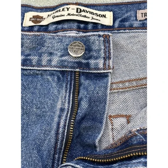 Harley-Davidson Mens Traditional Fit Straight Leg Blue Denim Jeans 34x34 - Picture 9 of 11